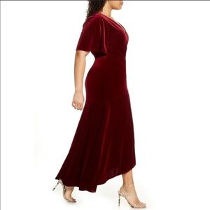 Nordstrom Leith Dark Red Velour Velvet Plus Size Maxi Wrap Dress 2x